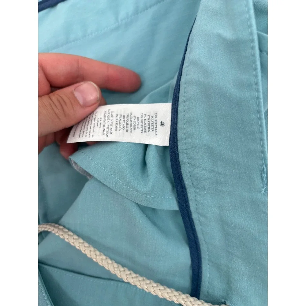 Faherty All Day Shorts Mens 40 Teal Blue Hybrid Quick Dry Stretch Flat Front